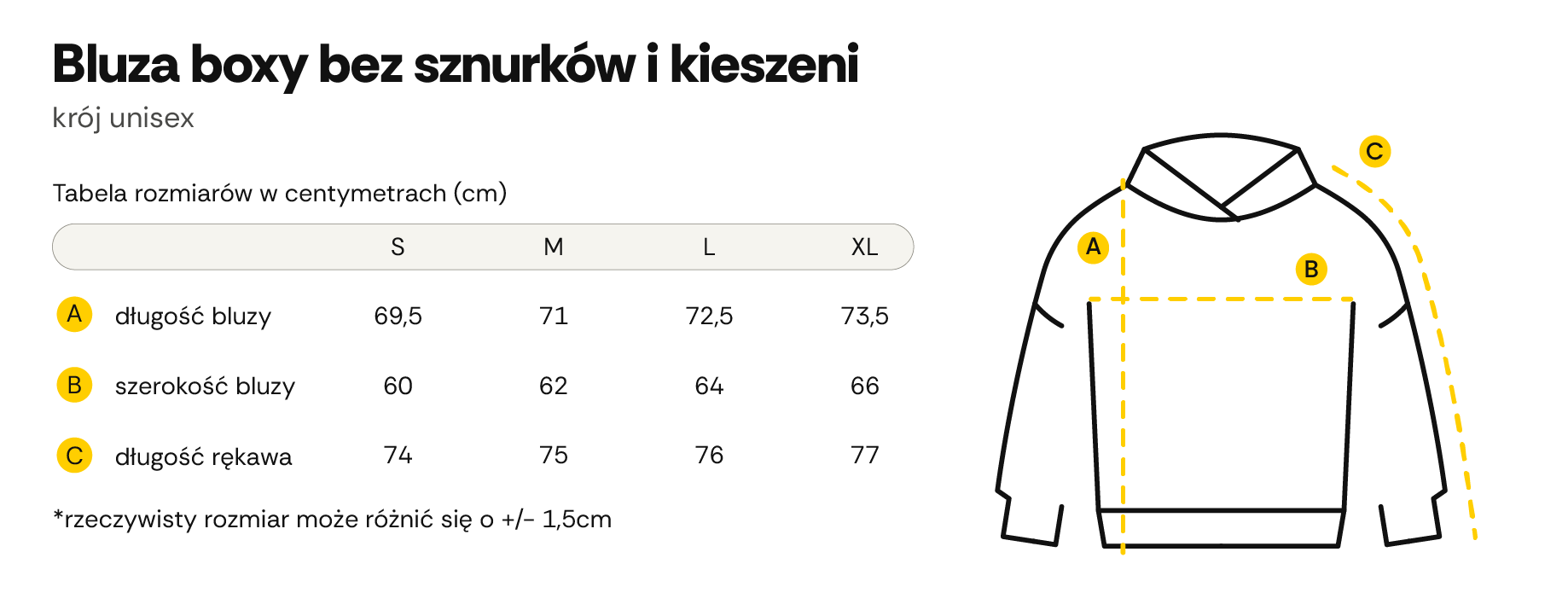 Tabela wymiarów
